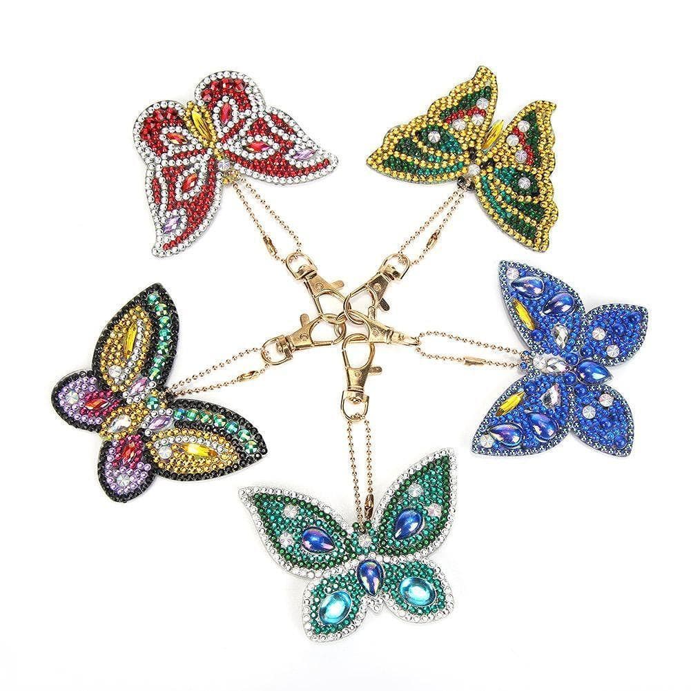 5pcs DIY Butterfly Full Drill Special Shaped Diamond  Keychain ktclubs.com