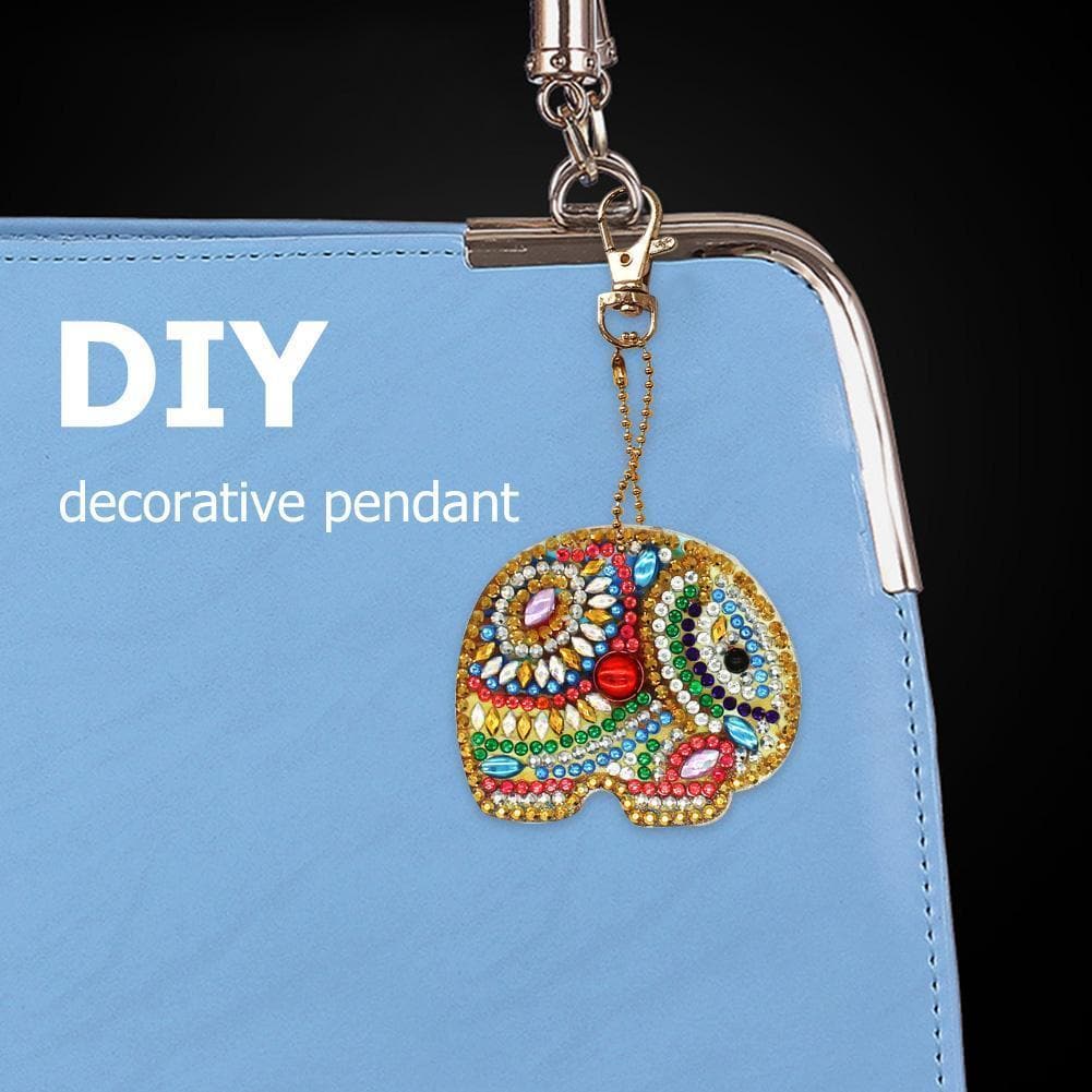 5pcs DIY  Elephant Full Drill Special Shaped Diamond  Keychain ktclubs.com