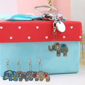 5pcs DIY Elephant Full Special Shaped Diamond Keychain ktclubs.com