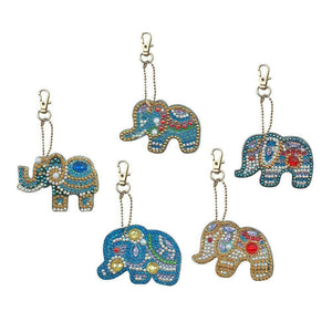 5pcs DIY Elephant Full Special Shaped Diamond Keychain ktclubs.com