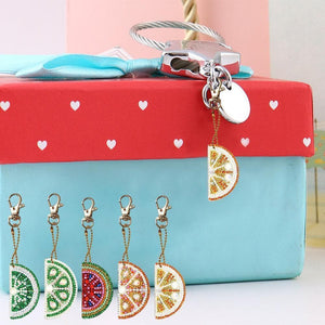 5pcs DIY Fruit Full Drill Special Shaped Diamond Painting Keychain ktclubs.com