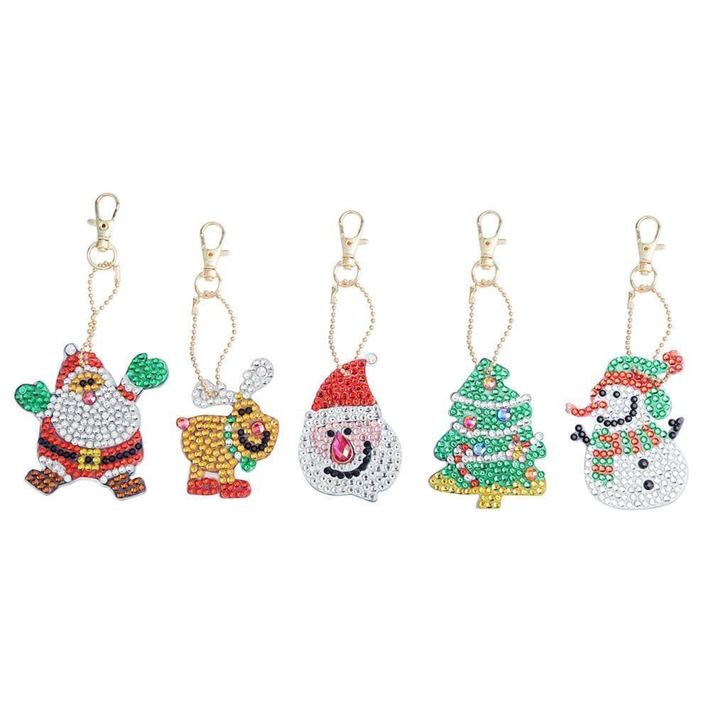 5pcs DIY Full Drill Special-Shape Diamond Painting Keychain Christmas ktclubs.com