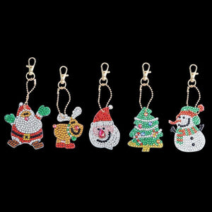 5pcs DIY Full Drill Special-Shape Diamond Painting Keychain Christmas ktclubs.com