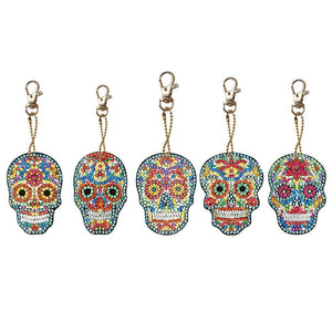 5pcs DIY Full Drill Special Shaped Diamond Painting Skull Keychain ktclubs.com