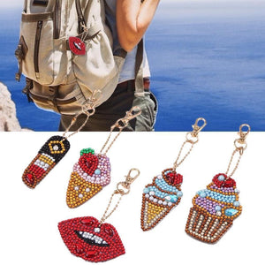 5pcs DIY Ice Cream Full Drill Special Shaped Diamond  Keychain ktclubs.com