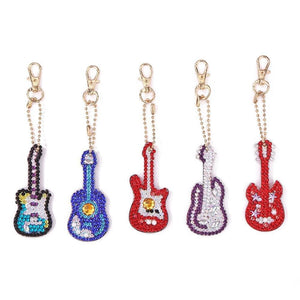 5pcs DIY Violin Full Drill Special Shaped Diamond Painting Keychains Gifts ktclubs.com