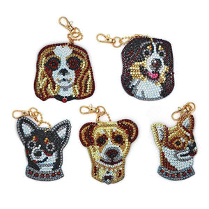 5pcs Dog Special Shape Full Drill DIY Diamond Keychain ktclubs.com