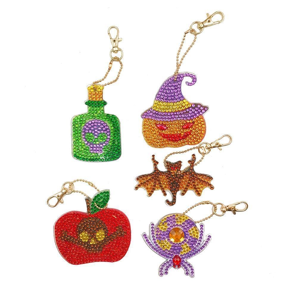 5pcs Halloween DIY  Special Shaped Full Drill Diamond Keychain ktclubs.com