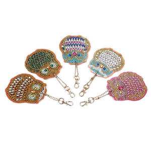 5pcs Owl DIY Full Drill Special Shaped Diamond  Keychain ktclubs.com