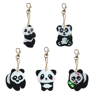 5pcs Panda Special Shape Full Drill DIY Diamond Keychain ktclubs.com