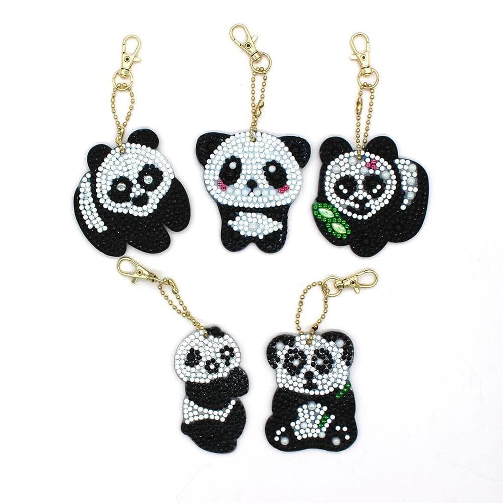 5pcs Panda Special Shape Full Drill DIY Diamond Keychain ktclubs.com