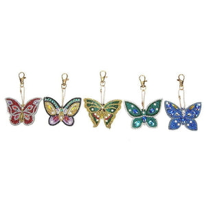 5pcs DIY Butterfly Full Drill Special Shaped Diamond Keychain - artpaintingworld