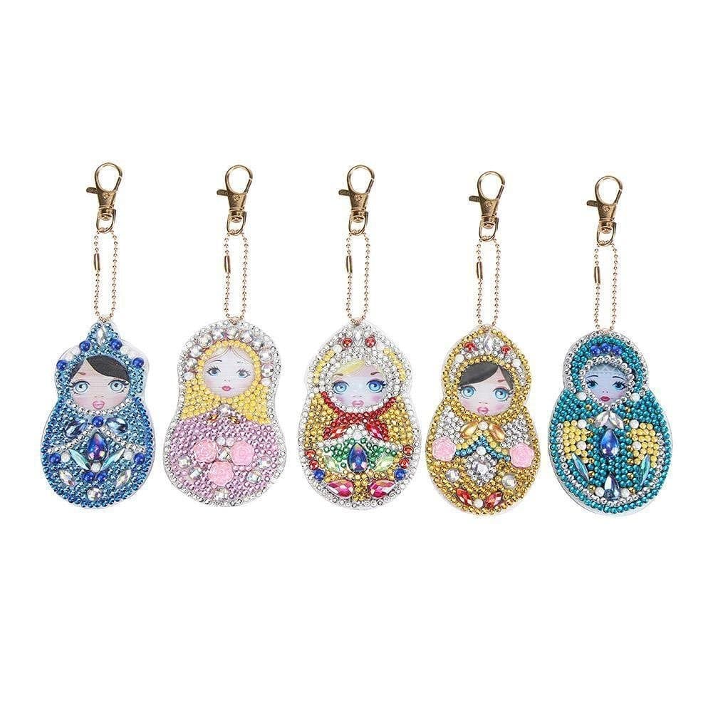 5pcs/set DIY Doll Full Drill Special Shaped Diamond  Keychain ktclubs.com