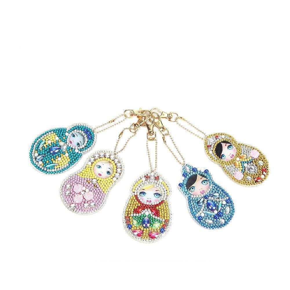 5pcs/set DIY Doll Full Drill Special Shaped Diamond  Keychain ktclubs.com