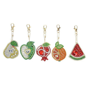 5pcs/set DIY Fruits Full Drill Special Shaped Diamond Keychain ktclubs.com