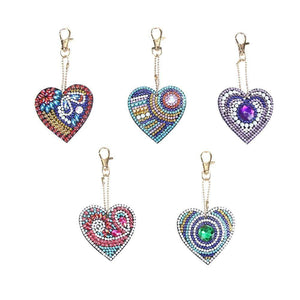 5pcs/set DIY Love Heart Full Drill Special Shaped Diamond  Keychain ktclubs.com