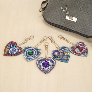 5pcs/set DIY Love Heart Full Drill Special Shaped Diamond  Keychain ktclubs.com