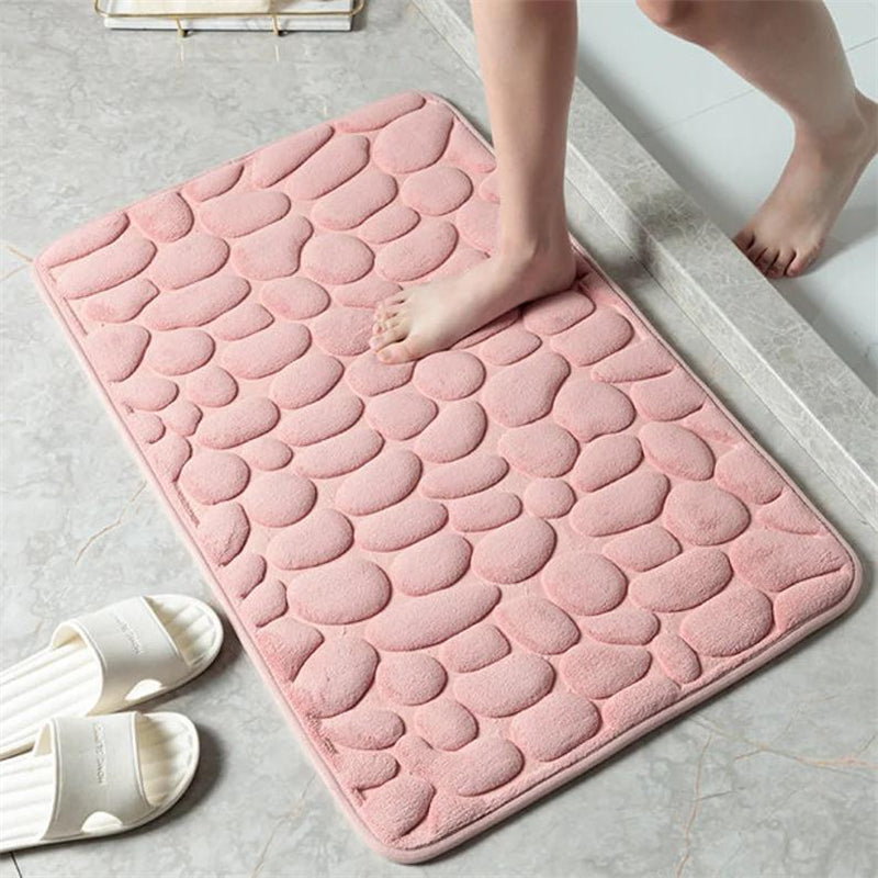 1pc Cobblestone Bathroom Rug, Non-Slip Padded Bath Mat For Shower, Comfortable Mat With Soft Cushion, Home Decor & Accessories