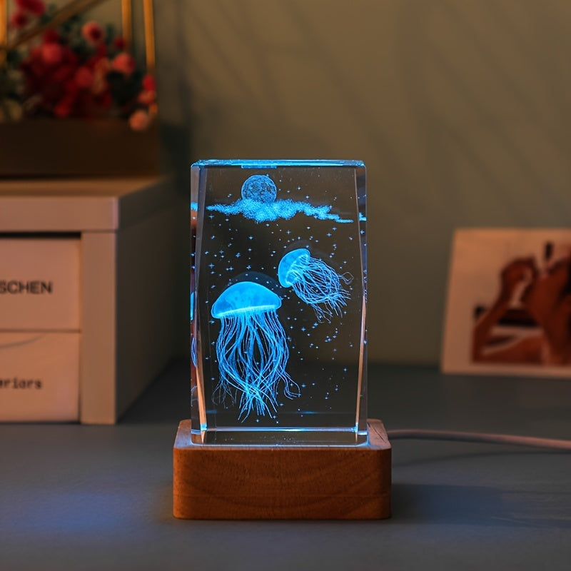 Night Light - Lovely Underwater Animal Jellyfish Crystal Column Glowing Night Light