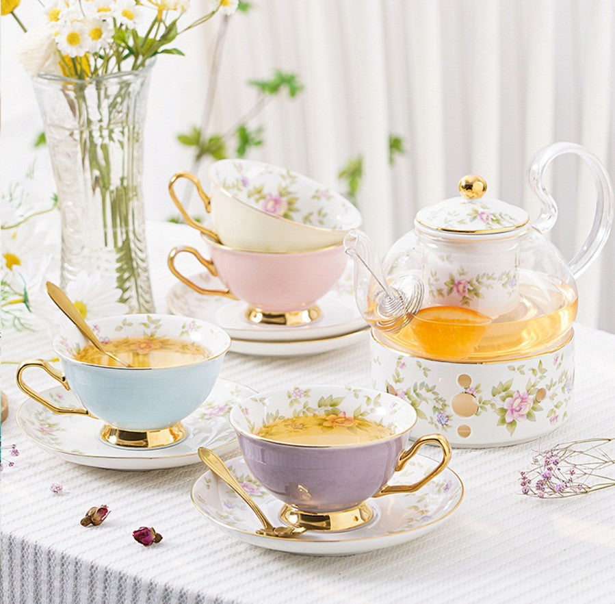 Elegant Ceramic Coffee Cups, Beautiful British Tea Cups, Unique Afternoon Tea Cups and Saucers in Gift Box, Royal Bone China Porcelain Tea Cup Set