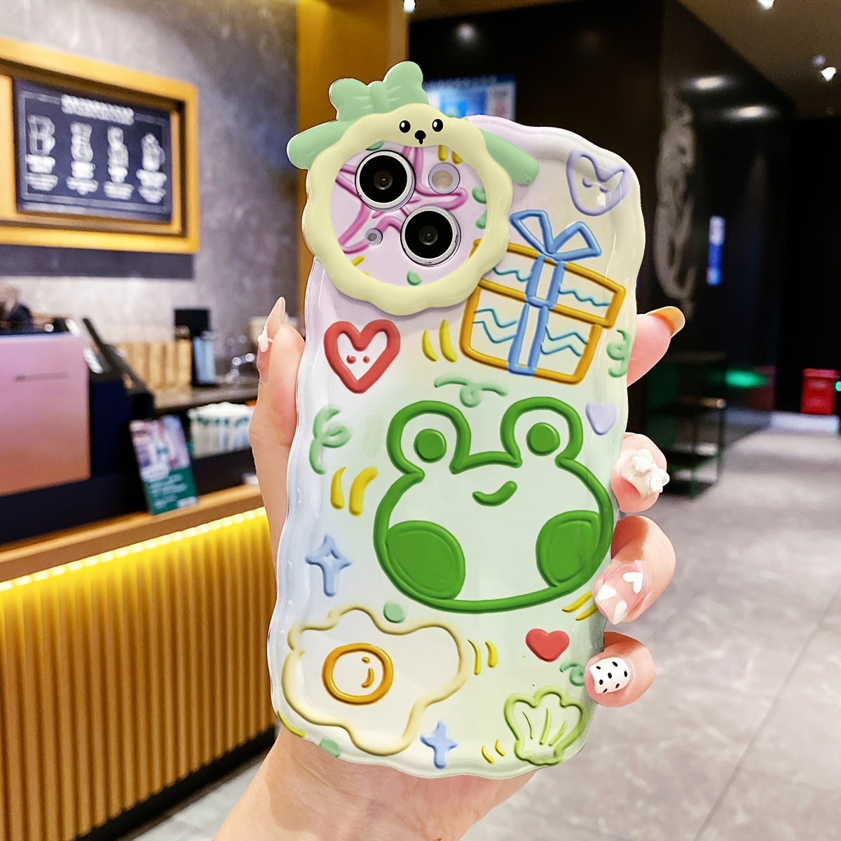 1pc Phone Case With Frog Pattern, Cartoon Phone Case