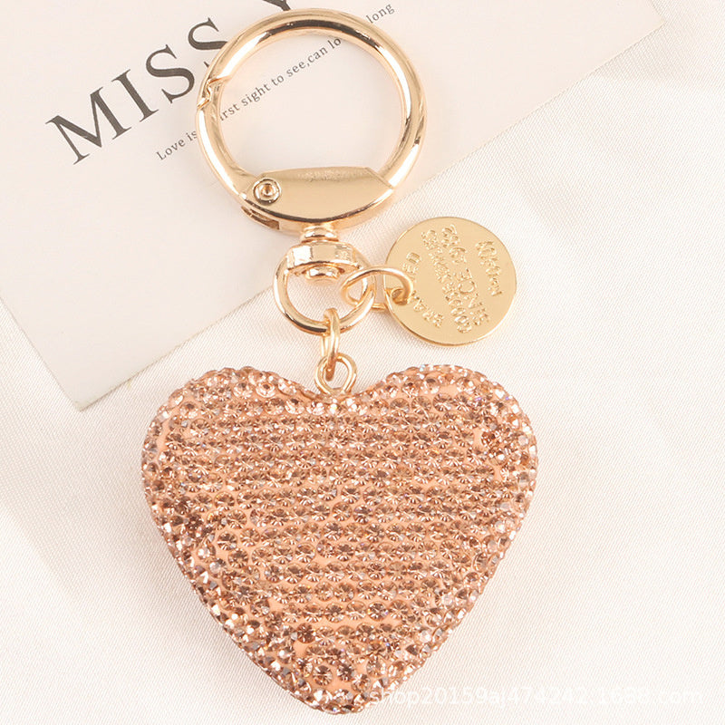 Love Heart Tassel Keychain Charms Crystal Rhinestone Keyrings Handbag Pendant Bag Decoration