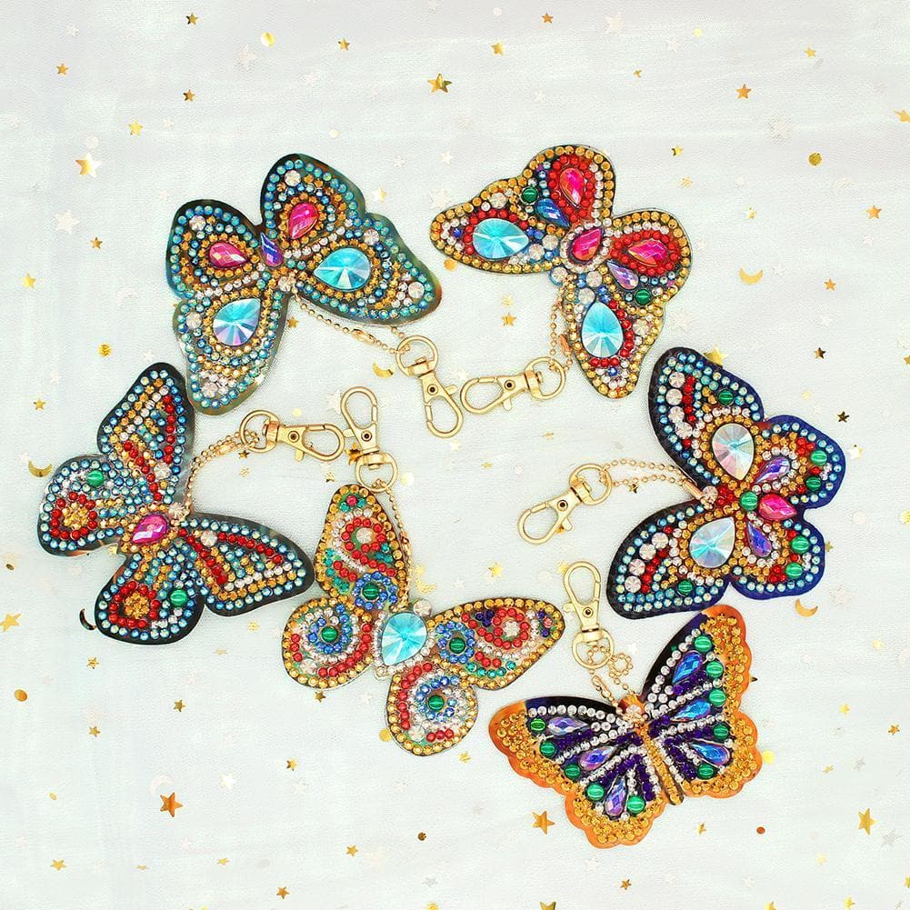 6pcs DIY Butterfly Full Drill Special Shaped Diamond  Keychain ktclubs.com