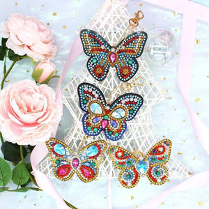 6pcs DIY Butterfly Full Drill Special Shaped Diamond  Keychain ktclubs.com