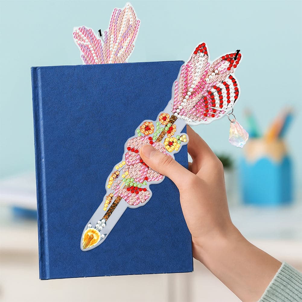 6pcs/set 5D DIY Diamond Painting Feather Shape Bookmark Kits ktclubs.com