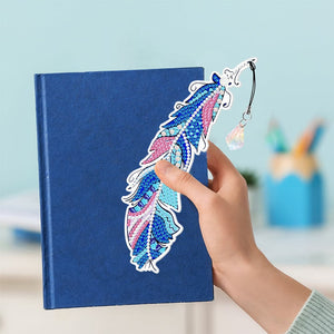 6pcs/set 5D DIY Diamond Painting Feather Shape Bookmark Kits ktclubs.com