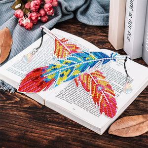 6pcs/set 5D DIY Diamond Painting Feather Shape Bookmark Kits ktclubs.com