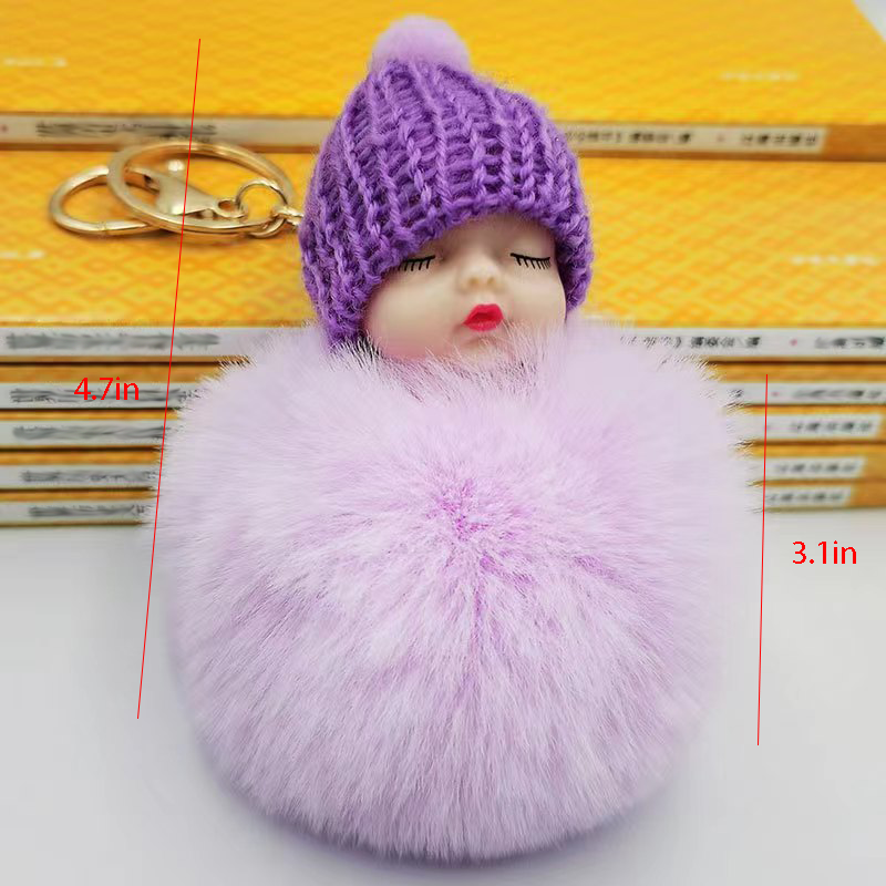 Keychain Cute Fluffy Plush Mini Doll Keychain For Women Bags Key Ring Gift Decoration Accessories Hanging Gift