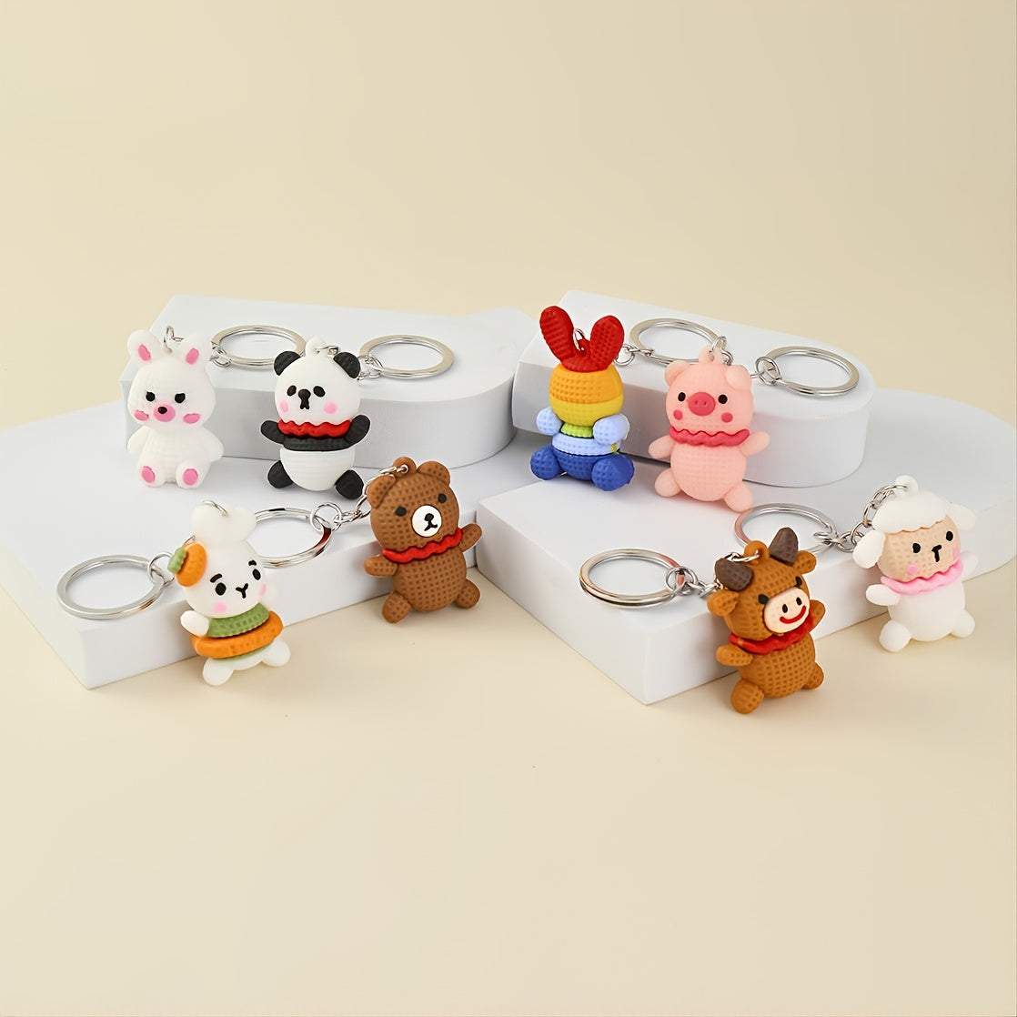 1pc Creative 3D Multicolor Doll Panda Rabbit Keychain