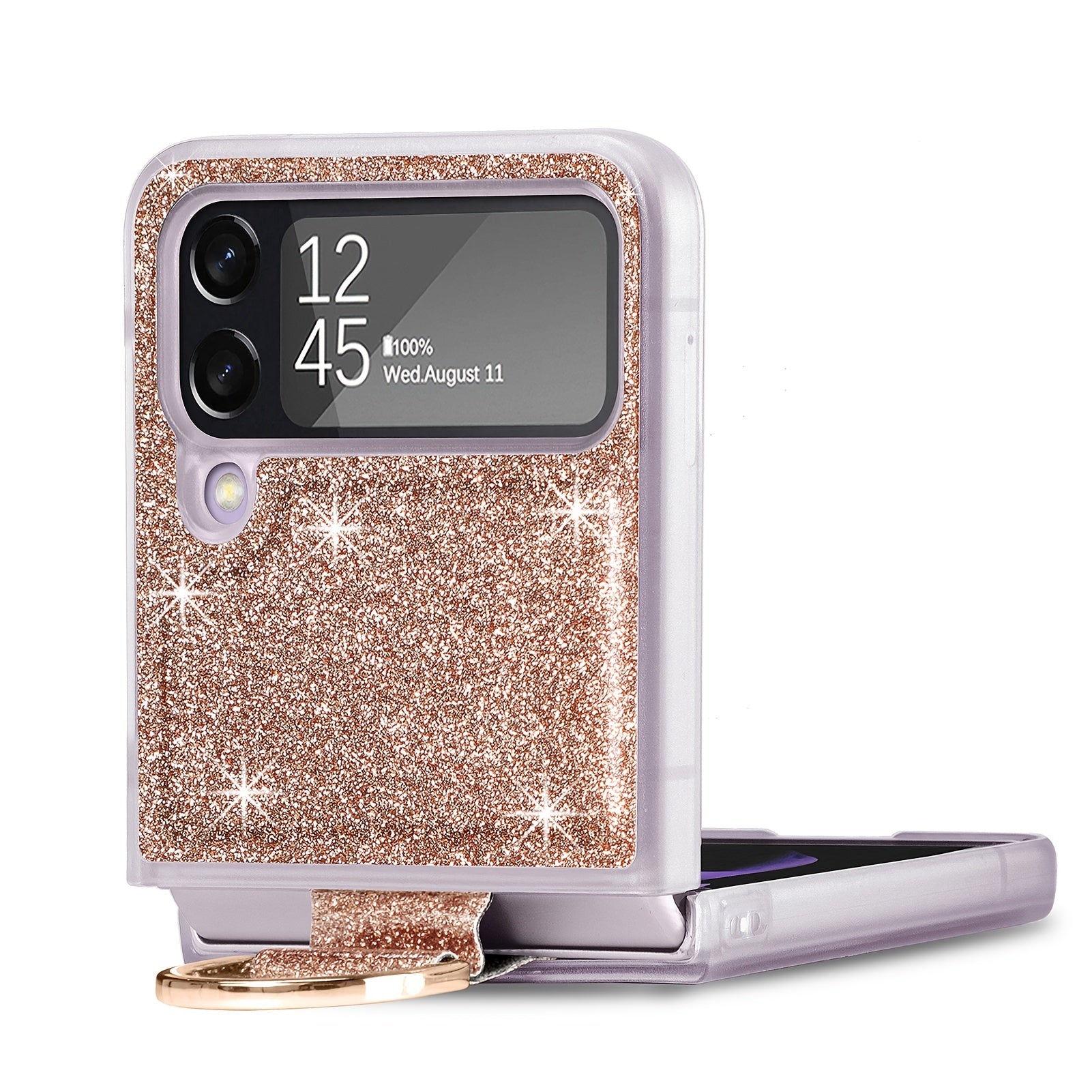 Phone Case, PU Glitter Creative Phone Protective Case Cover With Ring Buckle, Phone Case