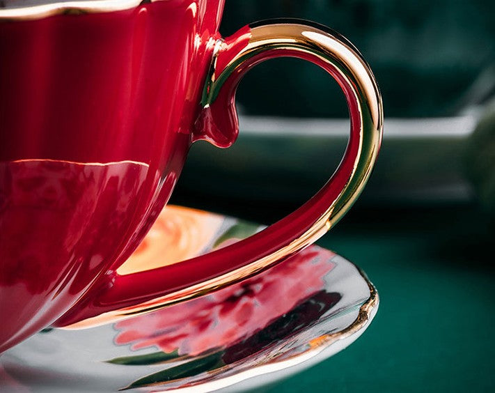 Elegant Ceramic Coffee Cups, Beautiful British Tea Cups, Creative Bone China Porcelain Tea Cup Set, Unique Tea Cups and Saucers in Gift Box