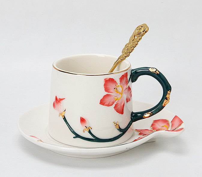 Afternoon British Tea Cups, Creative Bone China Porcelain Tea Cup Set, Traditional English Tea Cups and Saucers, Unique Ceramic Coffee Cups