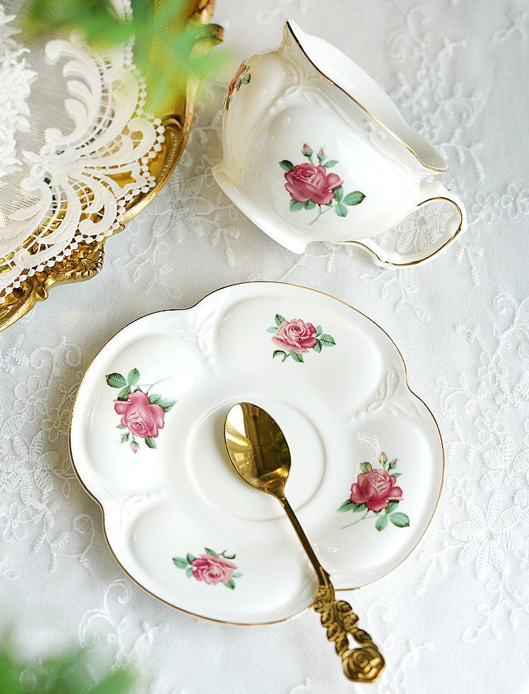 British Royal Ceramic Cups for Afternoon Tea, Elegant Ceramic Coffee Cups, Rose Bone China Porcelain Tea Cup Set, Unique Tea Cup and Saucer in Gift Box