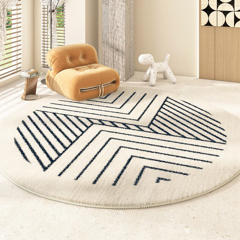 Contemporary Round Rugs for Dining Room, Abstract Round Rugs Next to Bedroom, Geometric Modern Rug Ideas under Coffee Table