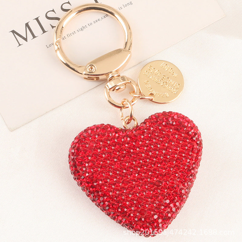 Love Heart Tassel Keychain Charms Crystal Rhinestone Keyrings Handbag Pendant Bag Decoration