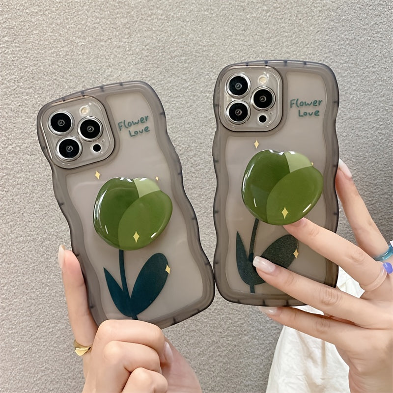 Wave Flower Stand Shockproof Phone Case