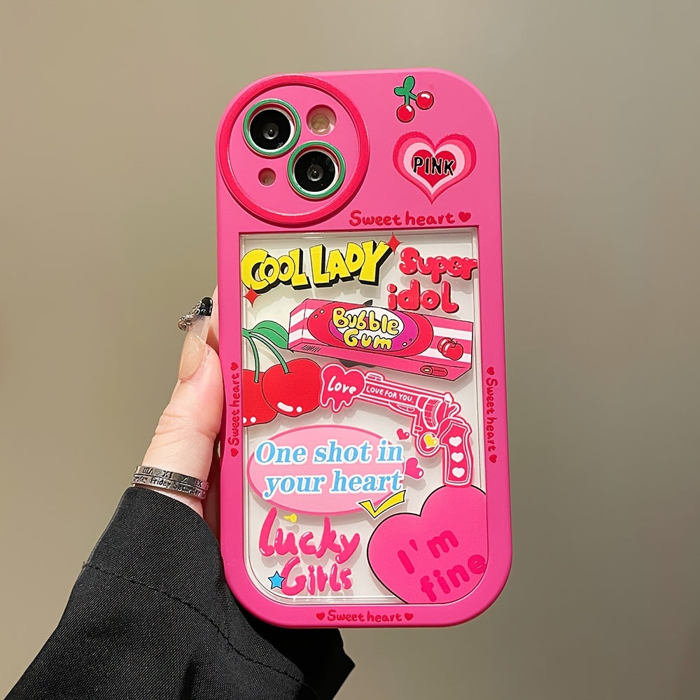 Rose Red Cherry Lucky Girl Sticker Pattern Phone Case