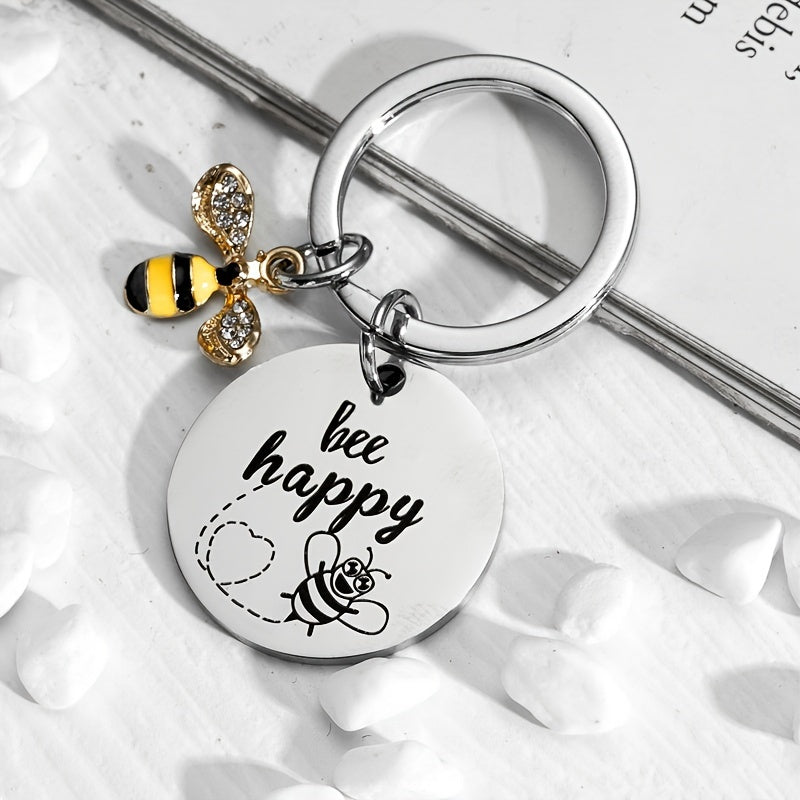 Bee Happy Keychain For Women Bee Lovers Gifts