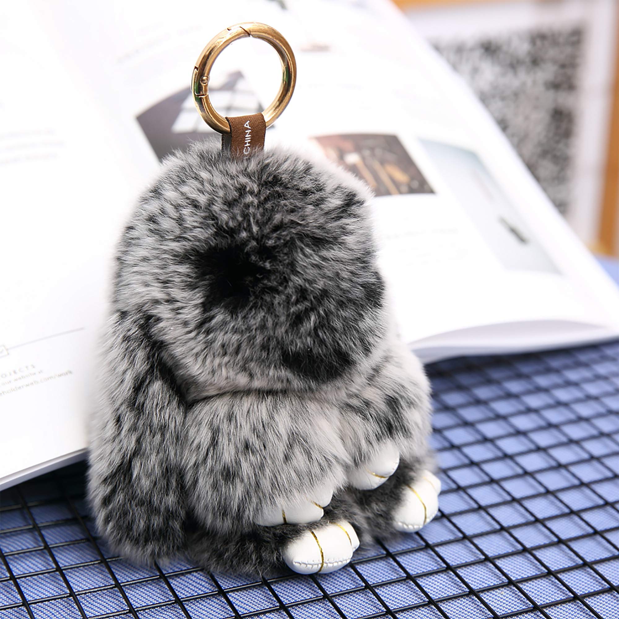 Rabbit Fur Plush Toy Bunny Keychain