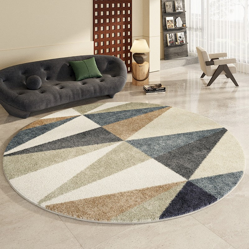 Abstract Contemporary Round Rugs, Modern Rugs for Dining Room, Geometric Modern Rugs for Bedroom, Modern Area Rugs under Coffee Table