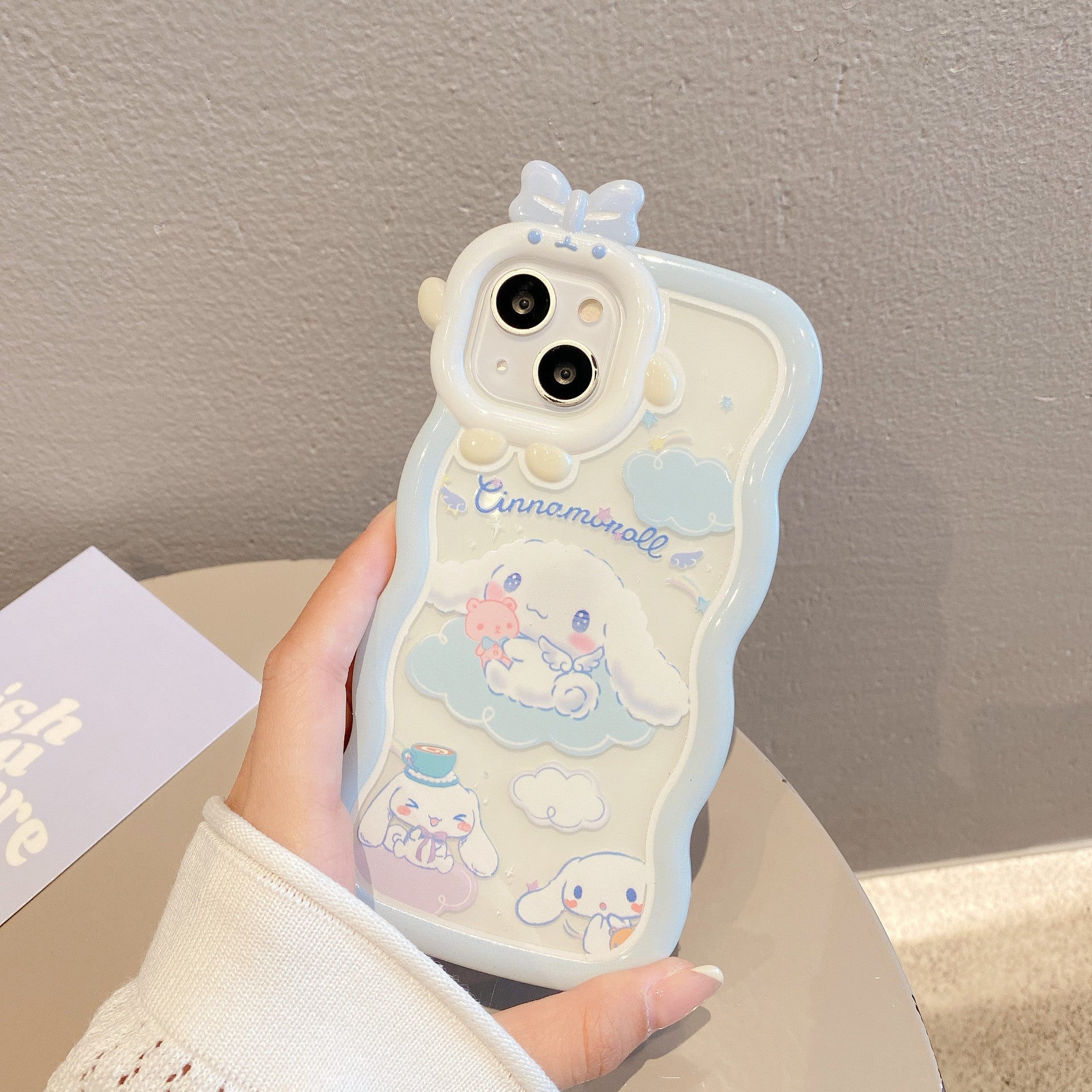 Sky Blue Cinnamoroll Cartoon Wavey Phone Case