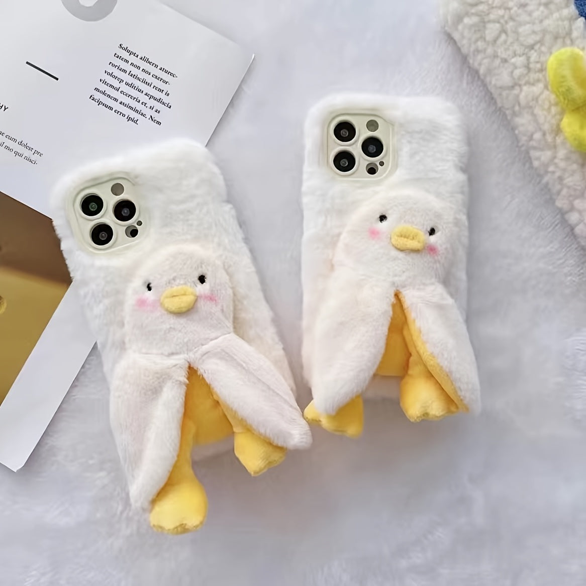 Autumn And Winter  Plush Three-dimensional Cute Duck Mobile Phone Case