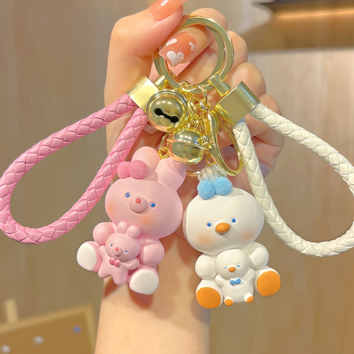 1pc Lovely Cuddle Rabbit Car Key Chain