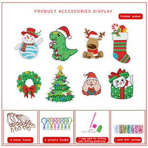 8pcs DIY Christmas Box Acrylic Diamond Painting Keychain Kits ktclubs.com