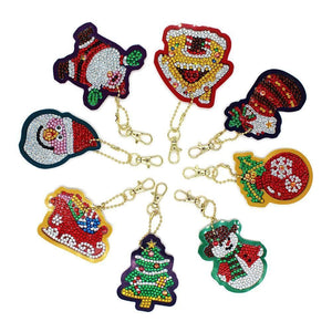 8pcs Xmas Theme DIY Full Special Drill Diamond   Keychain ktclubs.com