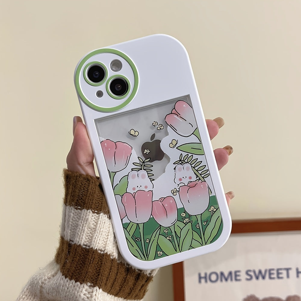 Tulip Rabbit Pattern Mobile Phone Case, Camera Big Eyes Shape Shock-absorbing Mobile Phone Protective Case